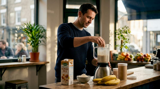 Nutritionist preparing calcium-rich nutritional shake