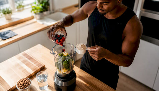 Fit Black athlete pouring chocolate milk