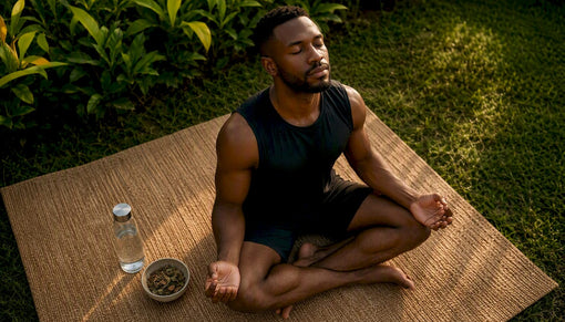 Fit Black person meditating for stress relief