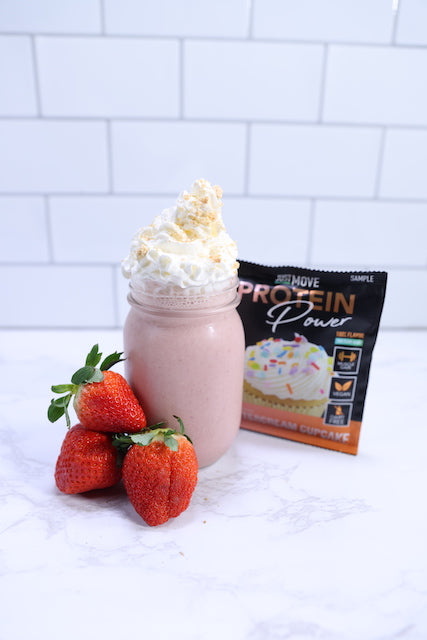 Just Move Supplements' Strawberry Shortcake Cupcake Protein Shake