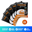Assorted protein sample pack with five single-serving packets from Just Move Supplements for quick, convenient nutrition.