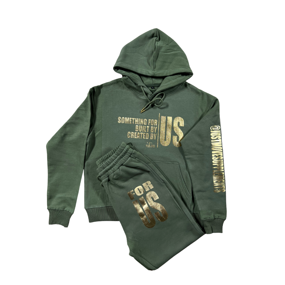 Built By US Sweatsuit - Gold On Green